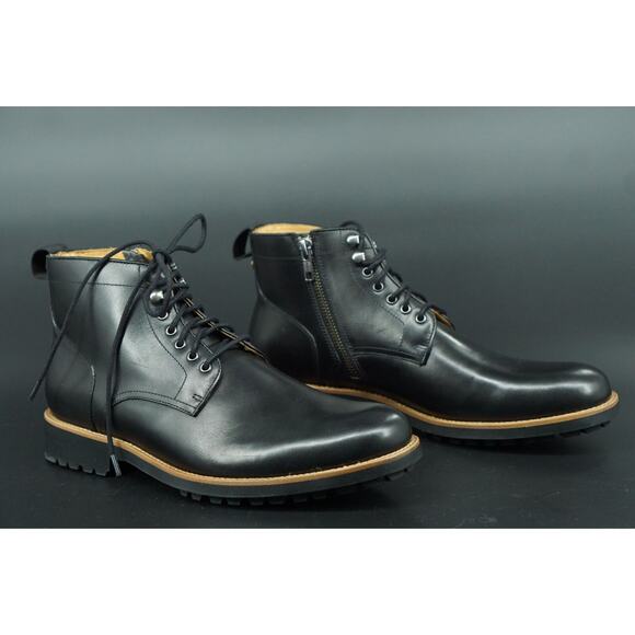 Warfield & Grand Clover Plain Toe Black Leather Ankle Boot Size 8 Men\'s Zip main image 7